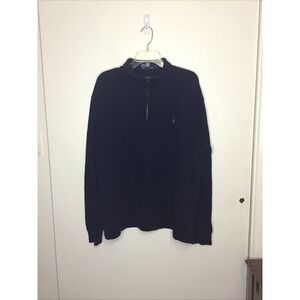 Polo Ralph Lauren  Navy Blue Quarter Zip Sweater Size L Pony‎ Logo
